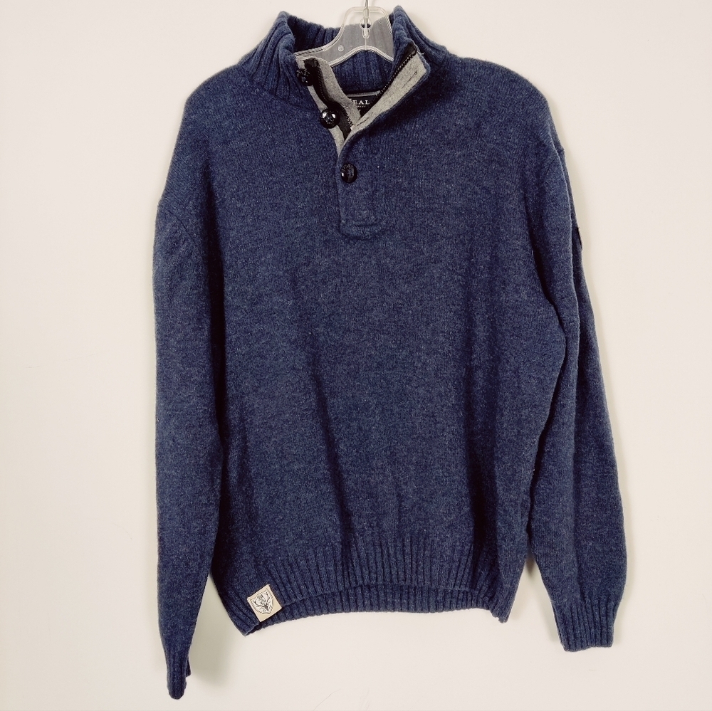 McNeal Men's 100% Lambswool Sweater in Blue Nautical Academia Business Casual